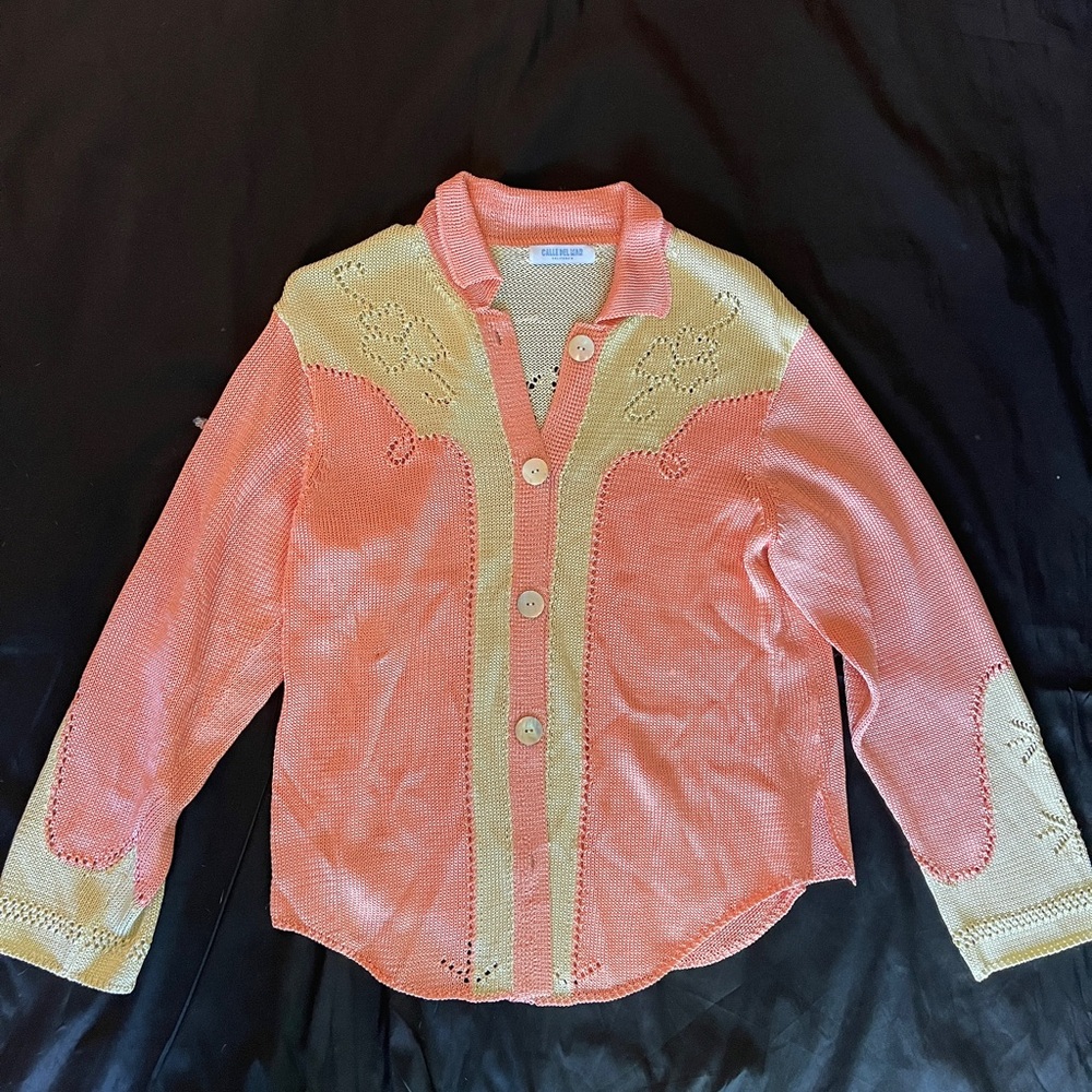 Women’s Peach and Cream Button-Up Shirt